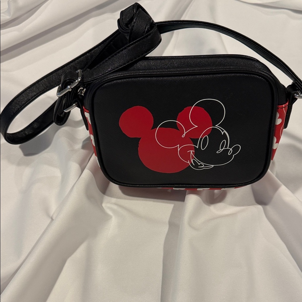 DANI BY DANIELLE NICOLE Mouse Black and Red Crossbody Bag faux leather